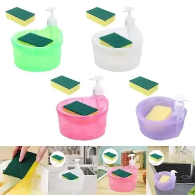 Liquid Soap Dispenser with Pump & Sponge, 25 ml – Multicolor, Freestanding Soap Dispenser for Bathroom & Kitchen thumbnail 1