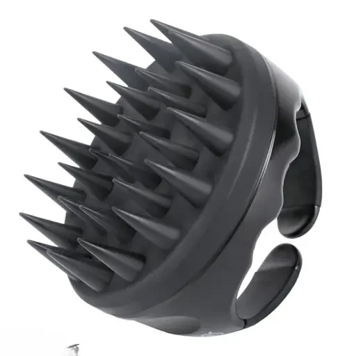 Kelby | Silicone Scalp Massager Shampoo Brush| Hair Scrubber for Dandruff & Growth| Wet Dry Scalp Exfoliator for Women Men| Soft Bristles Satin Scrunchy Black image 1