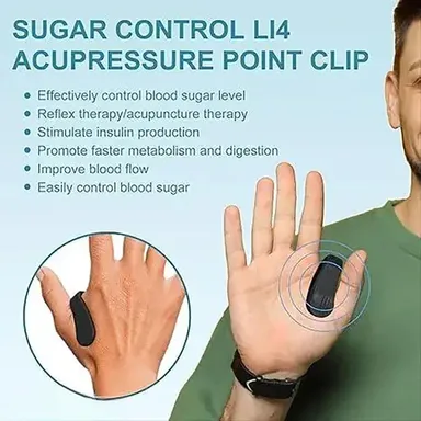 Sugar Control Acupressure Clip for Diabetics, Migraine & Tension Relief| LI4 Acupressure Point, Portable Stress Relief Tool thumbnail 2