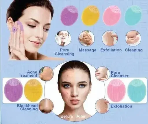 Silicone Face Scrubber | Soft Exfoliating Facial Cleansing Brush | Blackhead Removal | Deep Clean India image 4