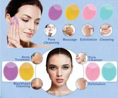Silicone Face Scrubber | Soft Exfoliating Facial Cleansing Brush | Blackhead Removal | Deep Clean India thumbnail 3