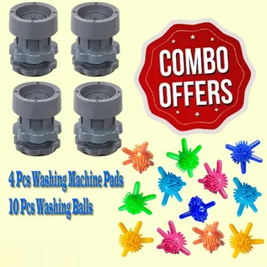 Washing Machine Anti Vibration Pads Corona|Type Washing Balls | Heavy Duty Rubber Feet, Noise Reduction Eco Laundry Balls 10pcs India thumbnail 0