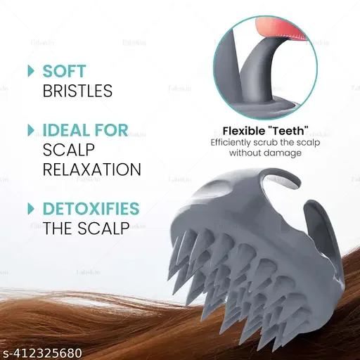 Kelby Scalp Massager Shampoo Brush for Hair Growth | Silicone Scalp Scrubber for Men, Women & Kids, Black image 1