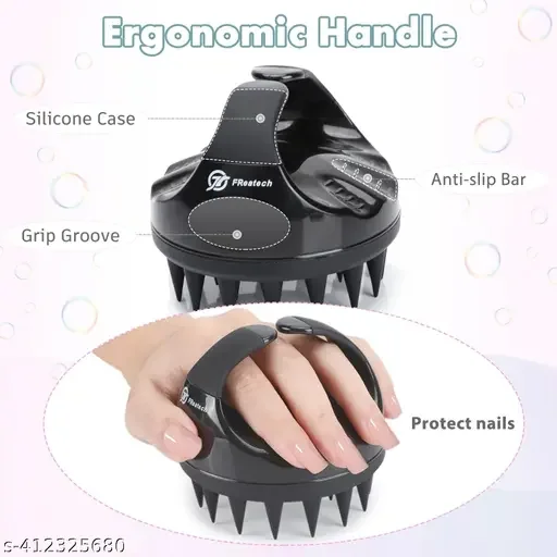 Kelby Scalp Massager Shampoo Brush for Hair Growth | Silicone Scalp Scrubber for Men, Women & Kids, Black image 3
