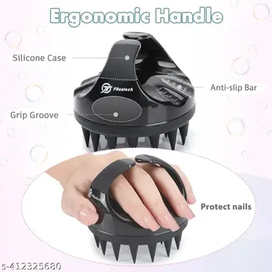 Kelby Scalp Massager Shampoo Brush for Hair Growth | Silicone Scalp Scrubber for Men, Women & Kids, Black thumbnail 2