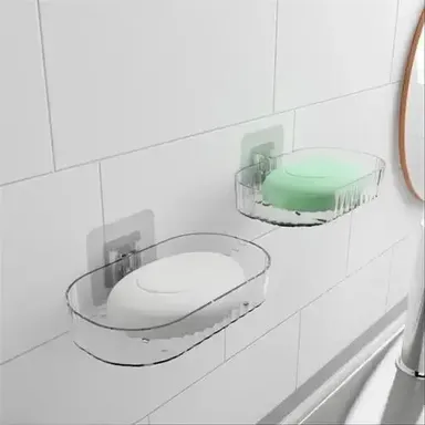 Kelby Transparent Wall-Mounted Soap Dish Double Pack | Self‑Adhesive No‑Drill | Space‑Saving Bathroom & Kitchen Organizer thumbnail 1