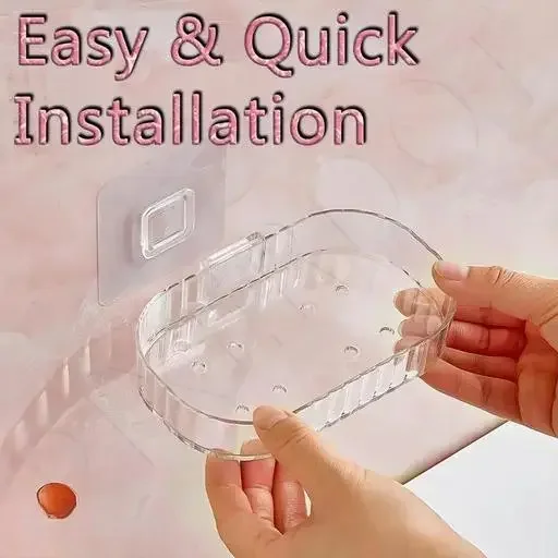 Kelby Transparent Wall-Mounted Soap Dish Double Pack | Self‑Adhesive No‑Drill | Space‑Saving Bathroom & Kitchen Organizer image 1