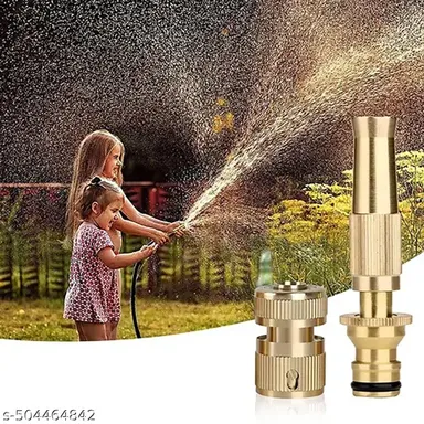 Brass Hose Nozzle Spray Gun | High Pressure Adjustable Mist to Jet | 13mm 16mm | Car Wash | Garden Sprayer | Leakproof Heavy Duty | Brass Water Jet Nozzle thumbnail 0