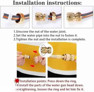 Brass Made Flow Adjustable Water Hose Nozzle Spray| Gun, Leak-Free, High-Pressure, for Gardening, Car & Bike Washing thumbnail 3