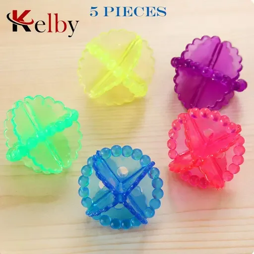 Kelby Reusable Dryer Balls | 5 Piece Silicone Laundry Dryer Ball Set | Eco Friendly Fabric Softener Substitute | Random Color | Suitable for Front Load Machines image 1