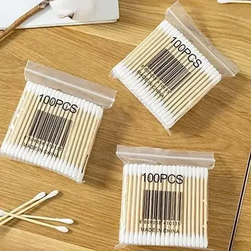 Kelby Wooden Cotton Swabs | Eco Friendly Ear Cleaning Buds 300‑Pc Pure Cotton Bamboo Baby & Craft Sticks image 1
