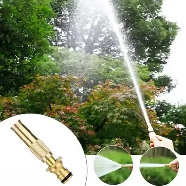 High Pressure Brass Nozzle Gun for Garden Hose Adjustable Spray Leak-Proof Durable Water Booster Nozzle for Car Washing Gardening and Outdoor Cleaning