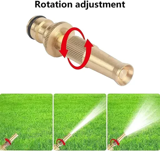 Kelby Brass Water Spray Nozzle 1/2 Adjustable Spray for Garden Car Pets & Window Washing | High Pressure | Durable | Rust-Free | Pack of 1 image 3