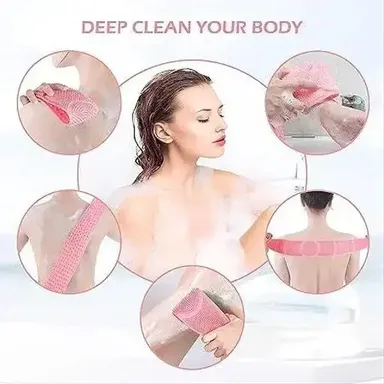 Kelby Silicone Back Scrubber Belt | Double Side Exfoliating Bath Brush  Body Massage Strap for Deep Cleaning | BPA Free, Quick Dry| Unisex  68cm  Blue thumbnail 0