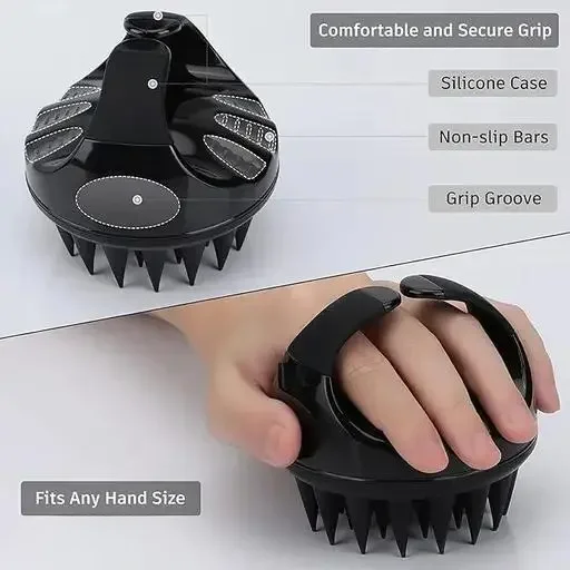 Hair Scalp Massager Shampoo Brush | silicone scalp scrubber | long flexible bristles | scalp care tool for dandruff & hair growth image 2
