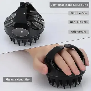 Hair Scalp Massager Shampoo Brush | silicone scalp scrubber | long flexible bristles | scalp care tool for dandruff & hair growth thumbnail 1