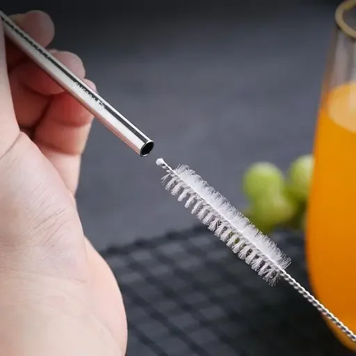 Kelby Reusable Stainless Steel Drinking Straws Set- 2 Straight| 2 Bent with Cleaning Brush| Eco-Friendly Metal Straws for Juice| Smoothies| Kids| Travel image 3