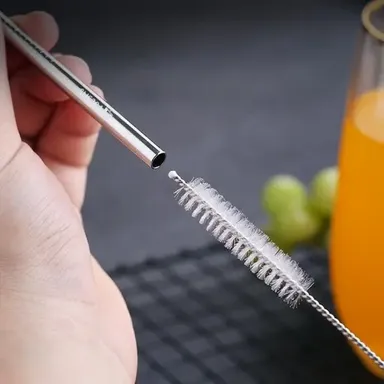 Kelby Reusable Stainless Steel Drinking Straws Set- 2 Straight| 2 Bent with Cleaning Brush| Eco-Friendly Metal Straws for Juice| Smoothies| Kids| Travel  thumbnail 2
