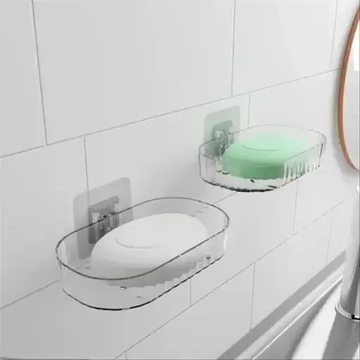 Self Adhesive Soap Dish Holder | Self Draining, Waterproof, Wall Mounted Soap Dish for Bathroom & Kitchen | Easy Install No Drill, White | Strong Adhesive, Stick-On Soap Holder image 1