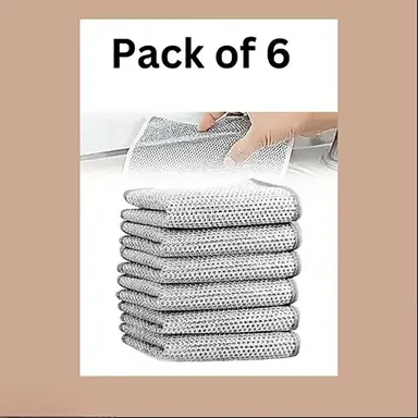 Stainless Steel Double‑Sided Heavy Duty Scrub Pad 6‑Pack | Non‑Scratch Wire Scouring Pad for Kitchens thumbnail 0