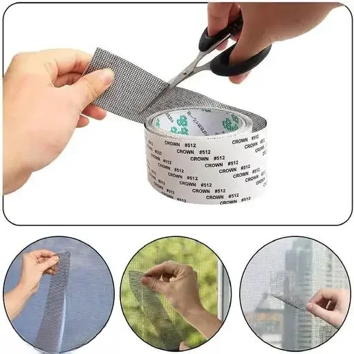 Window Screen Repair Tape | Heavy-Duty Fiberglass Mesh | Strong Adhesive Waterproof Patch | For Mosquito Net Doors Windows Holes | 200cm x 5cm|Net Tape image 4