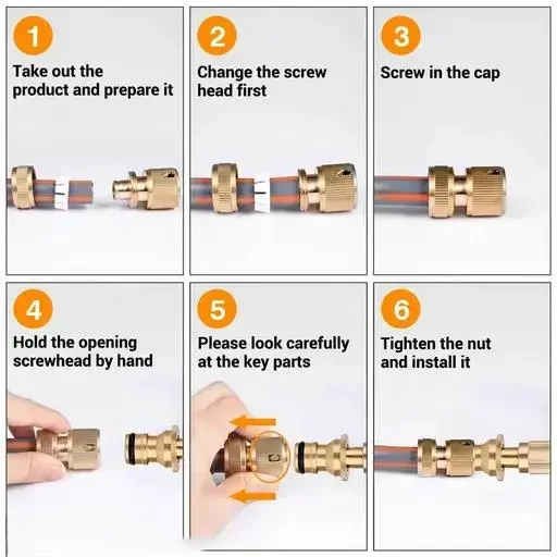 Kelby Brass Water Spray Gun | High Pressure Jet Nozzle for Gardening, Car Bike Wash | 1/2 Inch Pipe Compatible | Durable Golden Brass Nozzle Without Pipe image 2