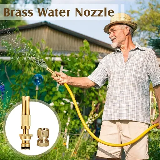 Kelby brass hose nozzle | adjustable spray, heavy‑duty, 1/2" spray gun for garden & car cleaning image 2