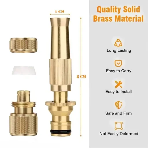 Kelby brass hose nozzle | adjustable spray, heavy‑duty, 1/2" spray gun for garden & car cleaning image 3