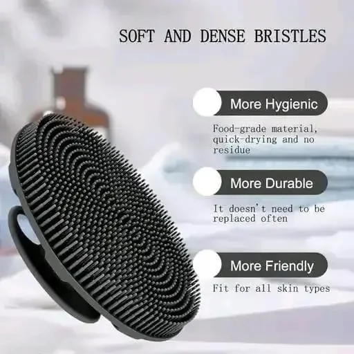 Soft Silicone Body Cleansing Brush | Gentle Exfoliating Silicone Shower Scrubber with Massage Nodes & Ergonomic Handle for All Skin Types image 2