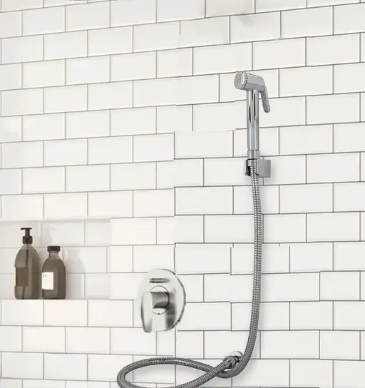 Health Faucet Set ABS & SS Hose | 1 m Flexible Stainless Hose | Handheld Bidet Shower | Toilet & Bathroom | Wall image 4