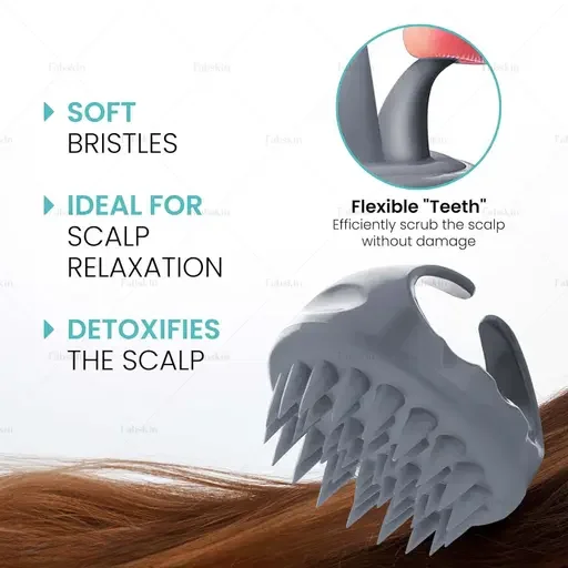 Kelby Silicone Scalp Massager Shampoo Brush | manual scalp massager for dandruff growth, wet & dry use, for men women kids | Gray image 1