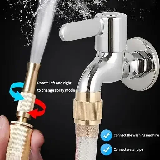 Brass Water Spray Nozzle Adjustable | High Pressure 1/2 inch Hose Car Wash & Gardening Tool image 2