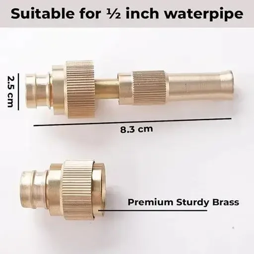 Brass Water Spray Nozzle Adjustable | High Pressure 1/2 inch Hose Car Wash & Gardening Tool image 3