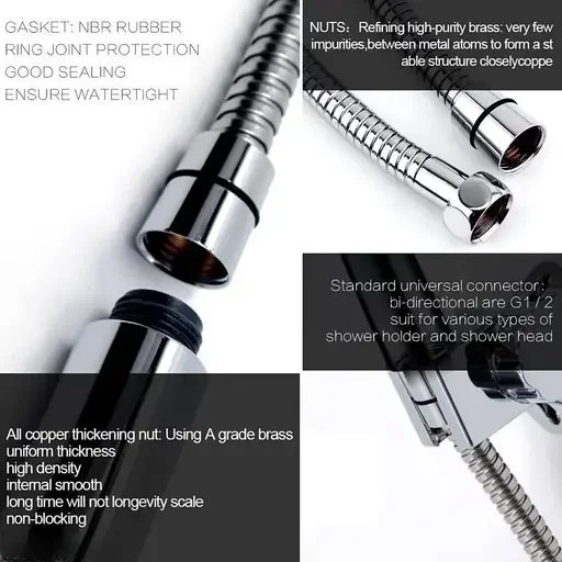Kelby Stainless Steel Flexible Shower Hose 1 Meter | Handshower Replacement Tube | Durable Bathroom Health Faucet Hose | Made in India image 1