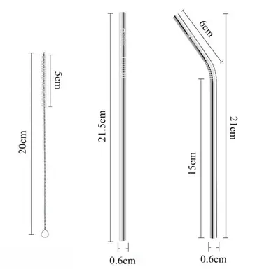 Reusable Stainless Steel Drinking Straws | BPA Free | Dishwasher Safe | Bent and Straight Set of 5 | Kid Friendly thumbnail 1