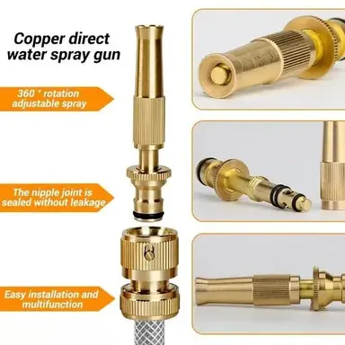 Kelby High Pressure Brass Water Spray Gun | 4 Nozzle Copper Jet Sprayer | 1/2 Inch Hose Connector | Leak-Proof Long-Life Spray Nozzle for Car|Garden & Cleaning thumbnail 3