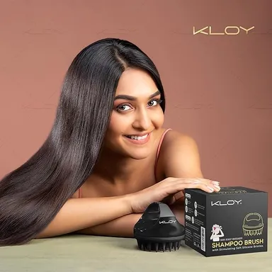 KLOY Scalp Massager Shampoo Brush | Soft Silicone Bristles | Black, Ergonomic Design for Sensitive Scalp, Hair Growth & Dandruff Care thumbnail 2