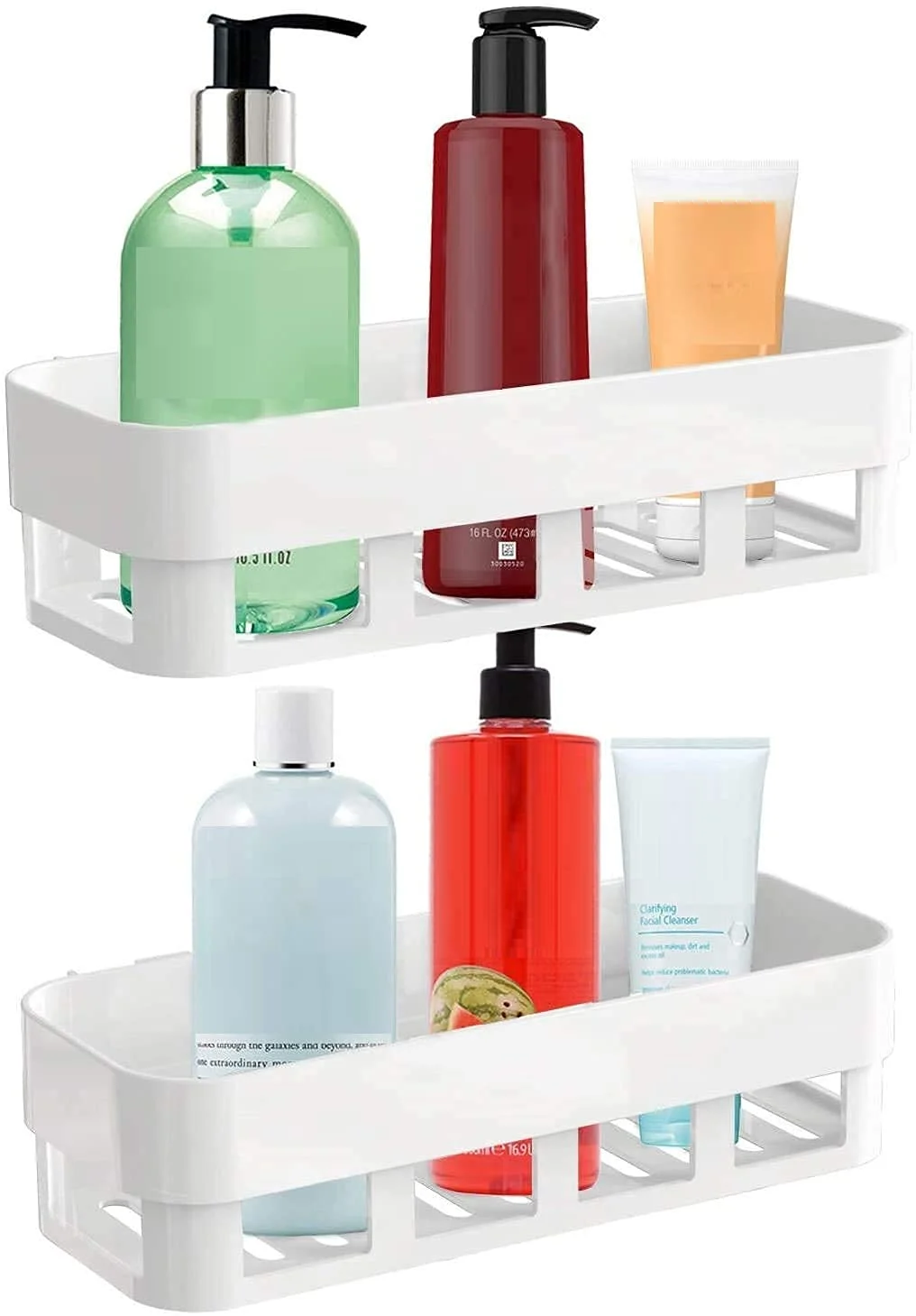 Kelby ABS Plastic Shower Corner Caddy Basket | Drill-Free Adhesive Wall Mounted Bathroom Organizer | Space-Saving Shelf for Shampoo, Soap and Toiletries image 3