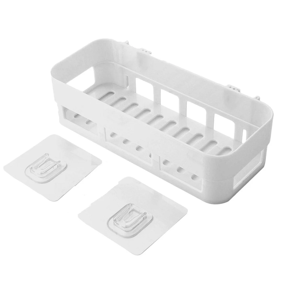 Kelby ABS Plastic Shower Corner Caddy Basket | Drill-Free Adhesive Wall Mounted Bathroom Organizer | Space-Saving Shelf for Shampoo, Soap and Toiletries image 1