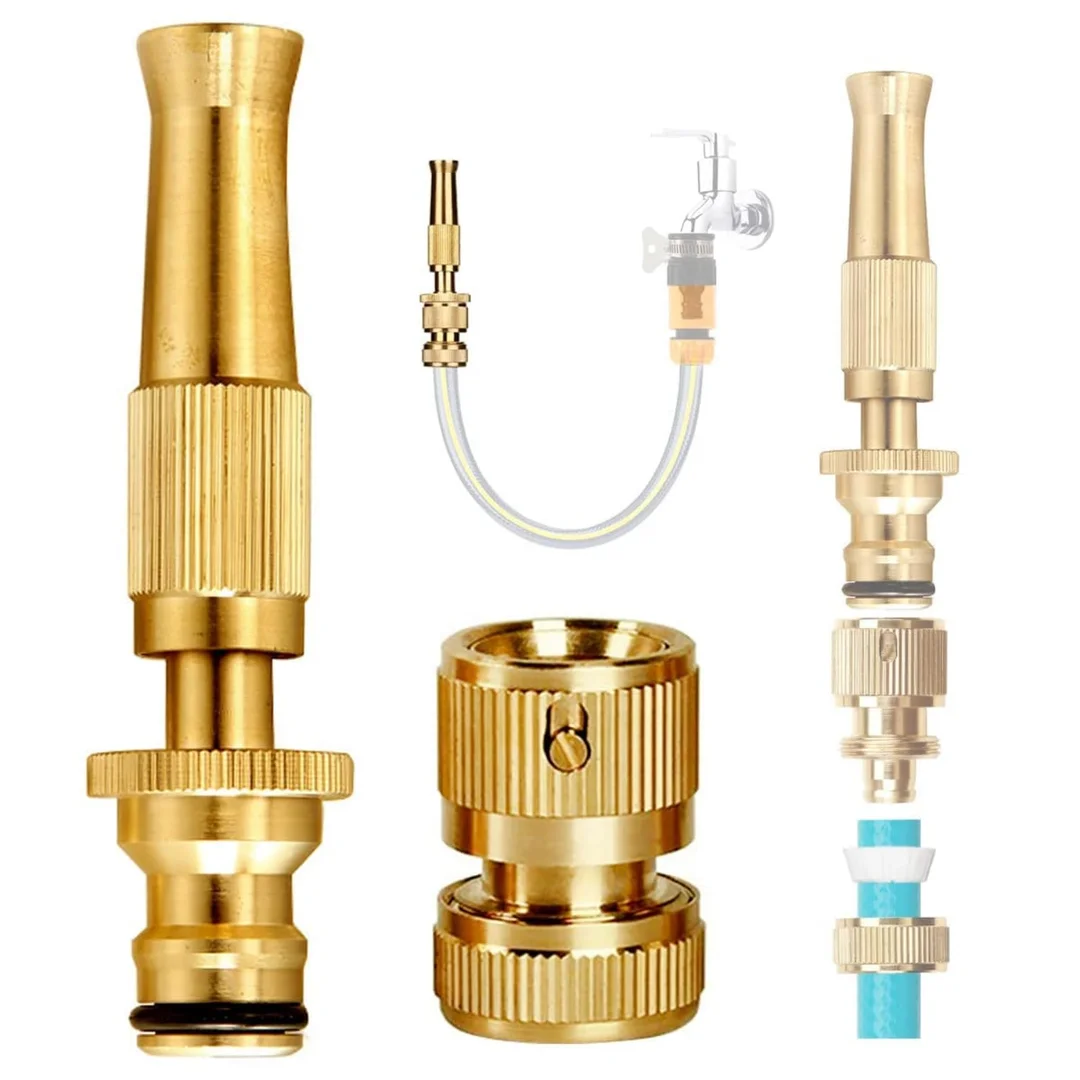 Kelby GreenThumb Brass Water Spray Nozzle | Adjustable 1/2 Inch Hose Pipe Sprayer | Leak-Free, Heavy-Duty Garden Hose Nozzle image 1