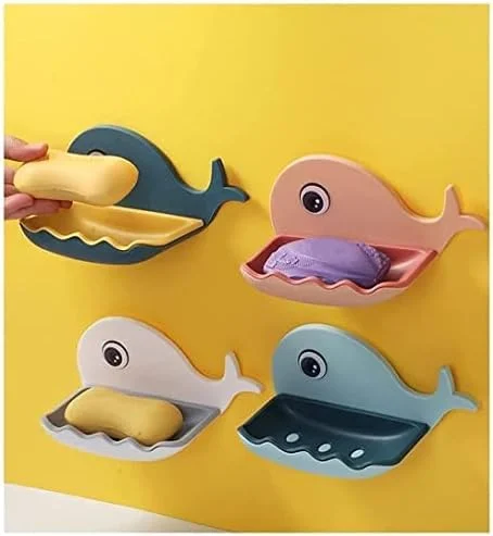 Wall Mounted Soap Holder for Bathroom Kitchen | Magic Stickers, Durable ABS image 1