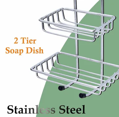 Kelby Wall Mounted Double Layer Soap Dish Holder|Stainless Steel, Self Adhesive, Waterproof | Bathroom & Kitchen thumbnail 1