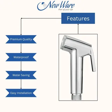 Kelby Conti Health Faucet for Toilet, Chrome Finish| Leak-Proof, Easy Grip, Handheld Bidet Sprayer| Wall Mount Installation thumbnail 1