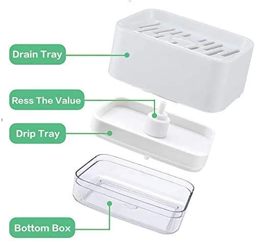 Kelby 2 in 1 Soap Pump Plastic Dispenser | Dishwashing Liquid + Sponge Holder | ABS Plastic | Kitchen Sink | Portable Caddy |  image 2