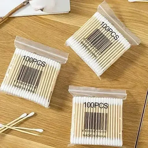 Kelby Wooden Ear Cleaning Buds | 100% Pure Cotton Swabs, Biodegradable, 300 Pieces image 1