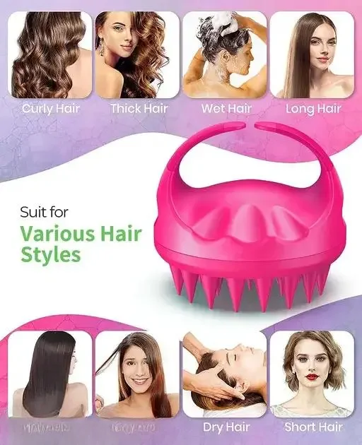 Hair Scalp Massager Shampoo Brush | Silicone Dandruff Scrubber, Long Flexible Bristles | Hair Growth Scalp Cleanser Tool image 1