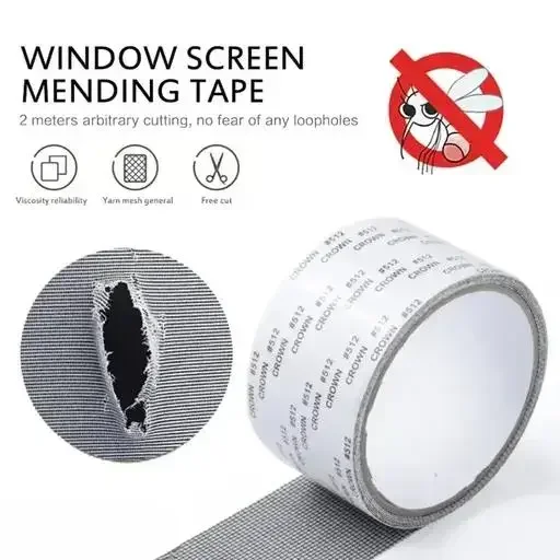 Kelby Window Screen Repair Tape | Waterproof Fiberglass Mesh Patch | Strong Adhesive Mosquito Net Repair Strip 200 cm × 5 cm | Best for Home DIY image 1