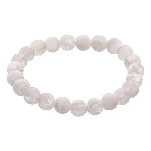  Selenite Crystal Bracelet 8mm | Healing Protection Stretch Bead Jewelry Unisex Spiritual Gift image 1