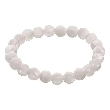  Selenite Crystal Bracelet 8mm | Healing Protection Stretch Bead Jewelry Unisex Spiritual Gift thumbnail 0