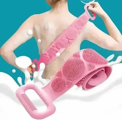 Silicone Body Back Scrubber | Double Side Bathing Brush | Food‑Grade, BPA Free, Long Handle | Best Silicone Back Scrubber for Sensitive Skin image 1